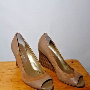 Banana Republic 7 Women's Heel Suede Leather Brown Gold